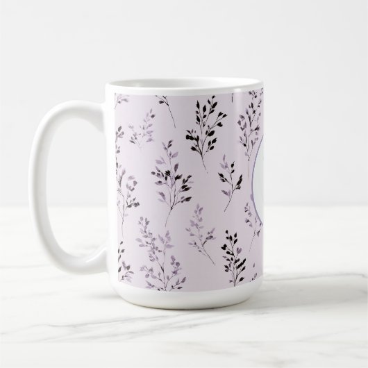 パープルラベンダー花 コーヒーマグカップ (左)
