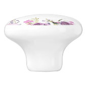 パープルラベンダー薄紫ウォーターカラーフローラシック セラミックノブ (側面)