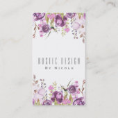 パープルラベンダー薄紫ウォーターカラーフローラシック 名刺 (正面)