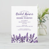 パープルラベンダー薄紫フラワーウェディングシャワー 招待状 (スタンド正面)
