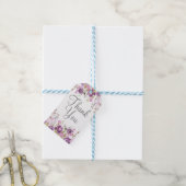 パープルラベンダー薄紫水彩フローラ結婚ズ ギフトタグ (より糸付き)