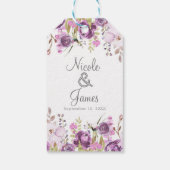 パープルラベンダー薄紫水彩フローラ結婚ズ ギフトタグ (裏面)
