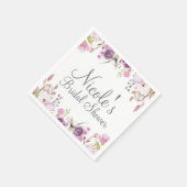パープルラベンダー薄紫水彩フローラ結婚ズ スタンダードカクテルナプキン (角)