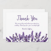 パープルラベンダー薄紫結婚フラワーズサンキュー サンキューカード (正面/裏面)