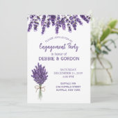 パープルラベンダー薄紫結婚フラワーズ婚約 招待状 (スタンド正面)