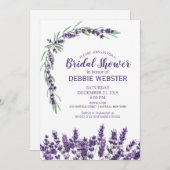 パープルラベンダー薄紫結婚フラワーズ婚約 招待状 (正面/裏面)