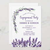 パープルラベンダー薄紫結婚フラワーズ婚約 招待状 (正面/裏面)