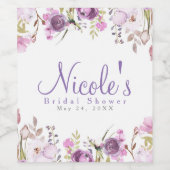 パープルラベンダー薄紫結婚フローラのカスタムワイン ワインラベル (シングルラベル)