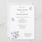 パープルラベンダー蝶フローラブライダルシャワー 招待状 (正面)