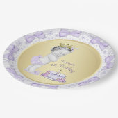 パープルラベンダー金ゴールドプリンセス1st誕生日パーティー ペーパープレート (アングル)
