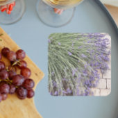 パープルラベンダー開花フローラ スクエアペーパーコースター