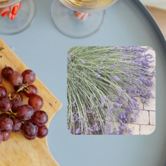 パープルラベンダー開花フローラ スクエアペーパーコースター