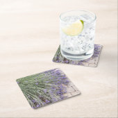 パープルラベンダー開花フローラ スクエアペーパーコースター (インサイチュ)