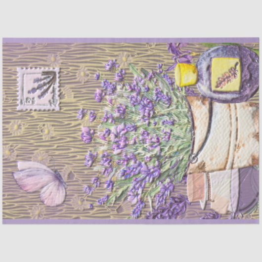 パープルラベンダー開花薬用ヴィンテージエフェメラ 薄葉紙 (正面)