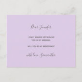 パープルラベンダー&シルバーグリッターはマイブライドメイド インビテーションポストカード (裏面)