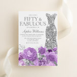 パープルラベンダー&シルバー50thバースデーパーティー 招待状<br><div class="desc">Purple Lavender & Silver 50th Birthday Party Invitation - 50と素晴らしい招待状ニッチとNest Storeのマッチングコレクションを参照</div>