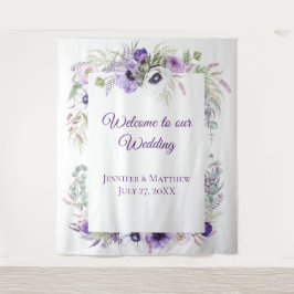 パープルラベンダー&ホワイトアネモネスフローラ |タペストル タペストリー