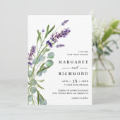 パープルラベ素朴ンダーフローラウォーター結婚カラー 招待状 (スタンド正面)
