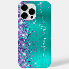 パープルラメ入りターコイズゴージャスガーリーサイン Case-Mate iPhone 14 PRO MAXケース