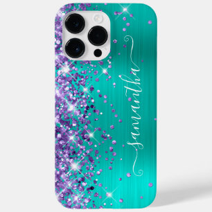 パープルラメ入りターコイズゴージャスガーリーサイン Case-Mate iPhone 14 PRO MAXケース