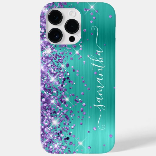 パープルラメ入りターコイズゴージャスガーリーサイン Case-Mate iPhoneケース (裏面)