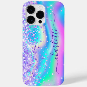 パープルラメ入り虹色のきらめく女の子らしいサイン Case-Mate iPhone 14 PRO MAXケース