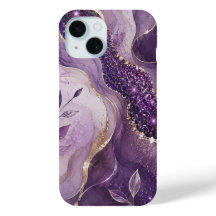 パープルラメ大理石風スマホケース