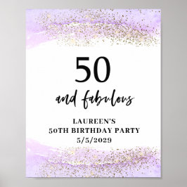 パープルラメ 50歳の誕生日パーティー ポスター