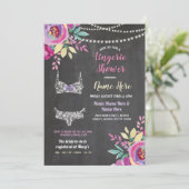 パープルランジェリーシャワーボウパンティズブラ招待状 招待状 (スタンド正面)