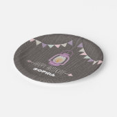 パープルランタンキャンプ誕生日 ペーパープレート (アングル)