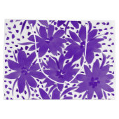 パープルラージパーソナライズされたフローラデザイン抱き枕 ラージペーパーバッグ (裏面)