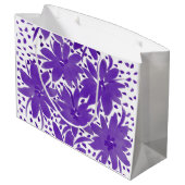 パープルラージパーソナライズされたフローラデザイン抱き枕 ラージペーパーバッグ (裏面アングル)