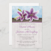 パープルリかわいらしリーブライダルシャワー招待状 招待状 (正面/裏面)