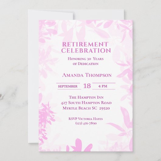 パープルリタイアメントパーティーお祝い 招待状 (正面)