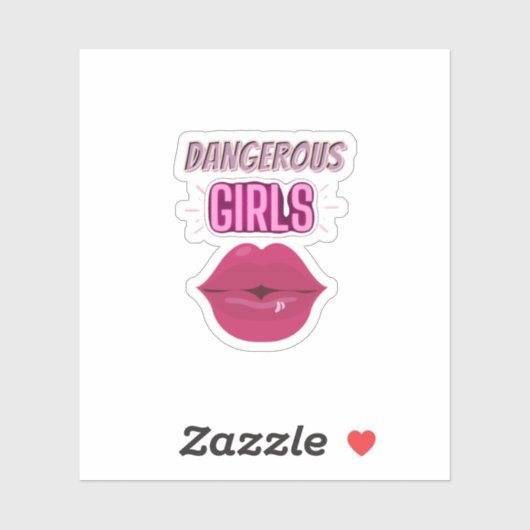 パープルリップ&危険ガールズウィメンズタイポグラフィ シール (シート)