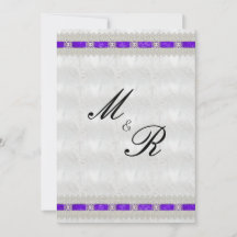 パープルリボンとホワイトサテンの結婚式