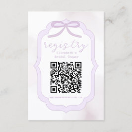 パープルリボンの水彩画 結婚式前ウェディングシャワーギフト エンクロージャーカード