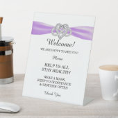 パープルリボンインフィニティ結婚ハートの安全性 台座サイン (インサイチュ)