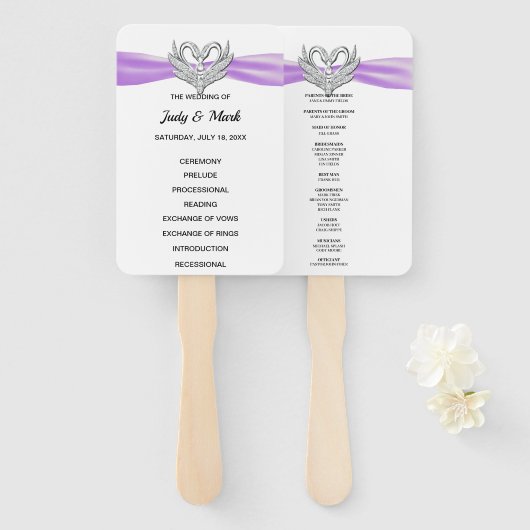 パープルリボンシルバースワン結婚式 プログラムファン ハンドファン (正面&裏面)
