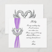 パープルリボンシルバースワン メイドオブオナーカード 招待状 (正面/裏面)