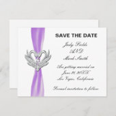 パープルリボンシルバースワン Save The Date カード (正面/裏面)