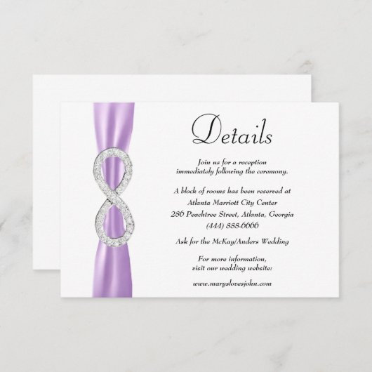 パープルリボンダイヤモンドインフィニティ結婚の詳細 エンクロージャーカード (正面/裏面)