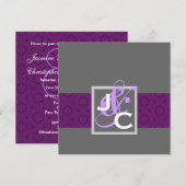パープルリボンダマスク結婚式テンプレート 招待状 (正面/裏面)