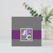 パープルリボンダマスク結婚式テンプレート 招待状 (スタンド正面)