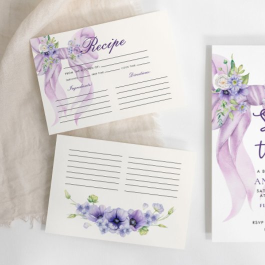 パープルリボンフローラブライダルシャワーレシピ エンクロージャーカード