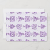 パープルリボンレトロハートコケッテイケーキガレンティン 招待状 (裏面)