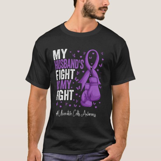 パープルリボン夫の潰瘍性大腸炎認識度 Tシャツ (正面)