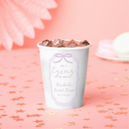 パープルリボン水彩ウェディングシャワー 紙コップ