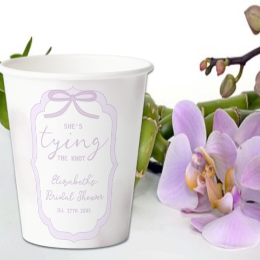 パープルリボン水彩ウェディングシャワー 紙コップ