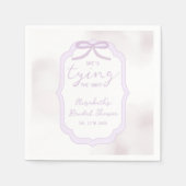 パープルリボン ウォーターカラー ブライダルシャワー スタンダードカクテルナプキン (正面)